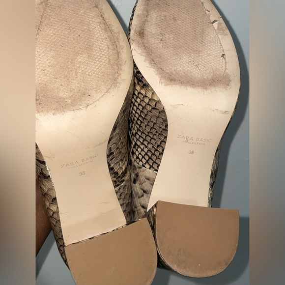 Zara basic block heels pointed toe in python print - Picture 10 of 10